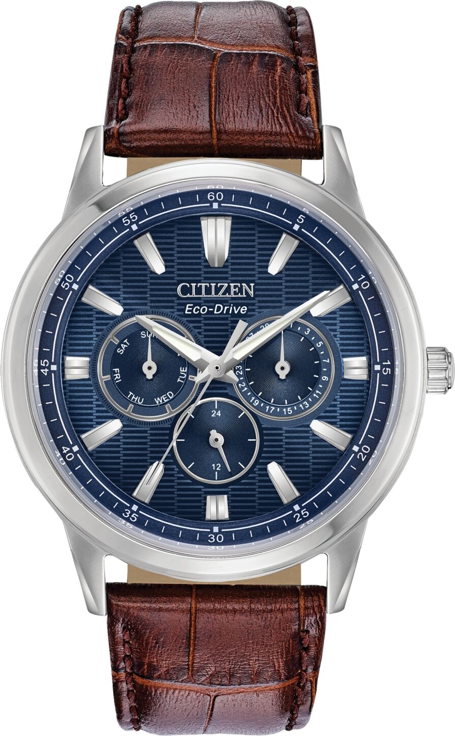 Citizen Eco-Drive Men's Corso Brown Leather Strap Watch 44mm - Brown