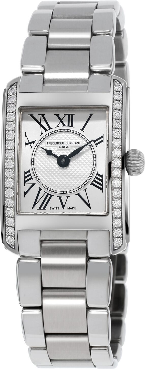 Frederique Constant Women's Swiss Carree Diamond (2/5 ct. t.w.) Stainless Steel Bracelet Watch 23x21mm - Stainless Steel