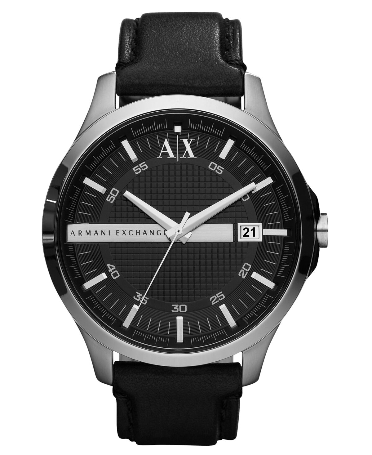 A|x Armani Exchange A X Armani Exchange Watch, Men's Black Leather Strap 46mm AX2101 - Black