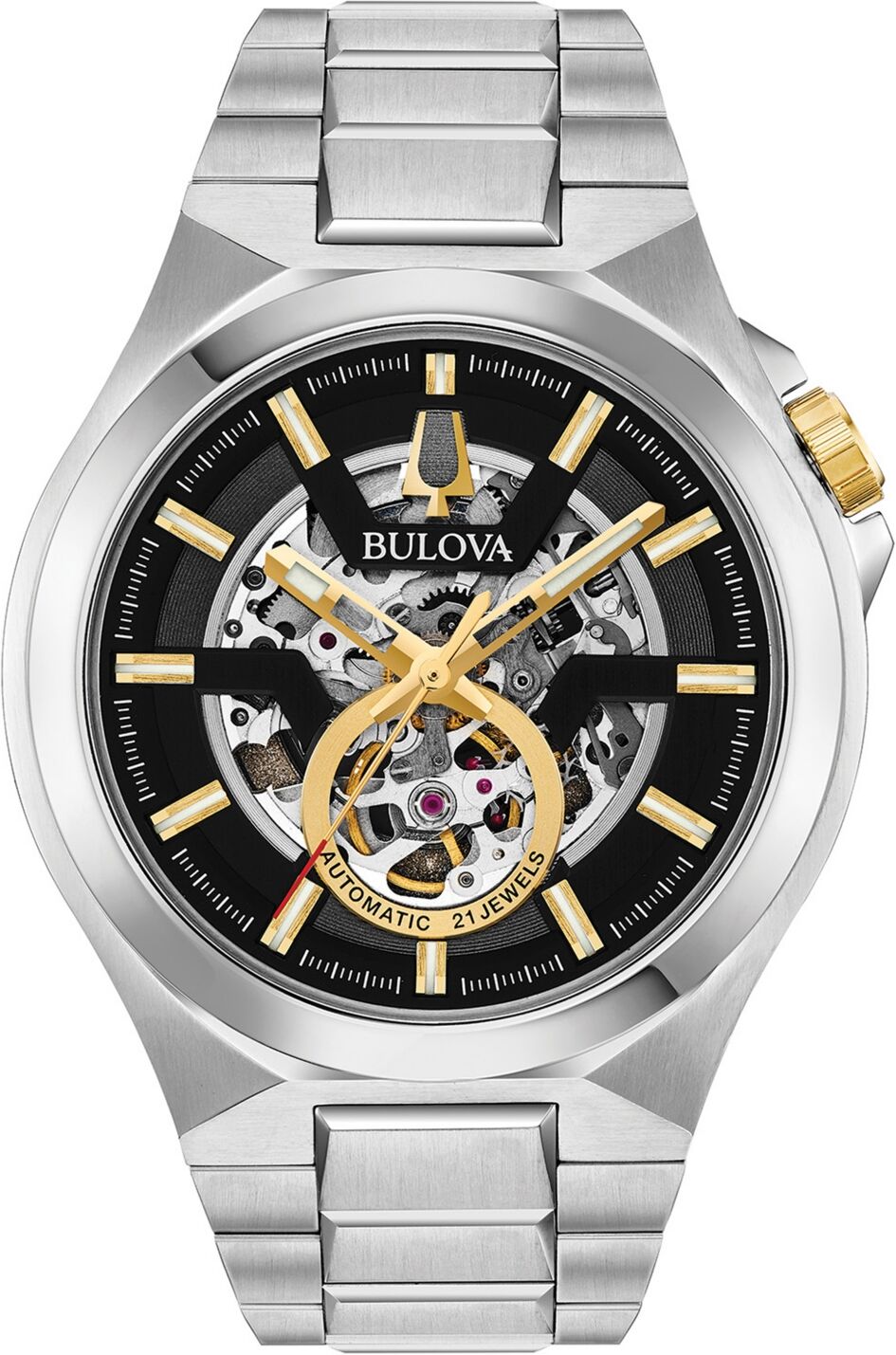 Bulova Men's Automatic Maquina Stainless Steel Bracelet Watch 46mm - Silver