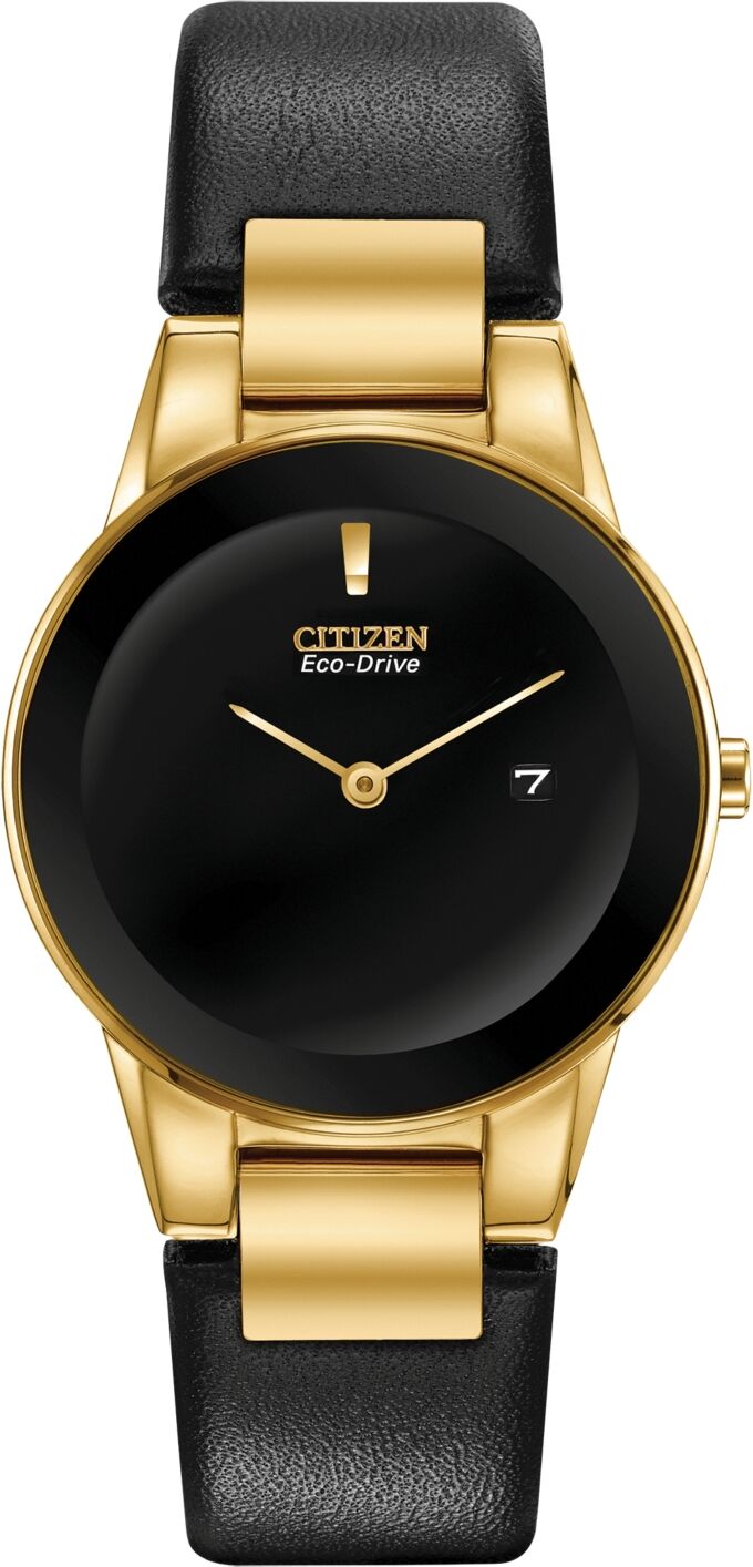 Citizen Eco-Drive Women's Axiom Black Leather Strap Watch 30mm - Black