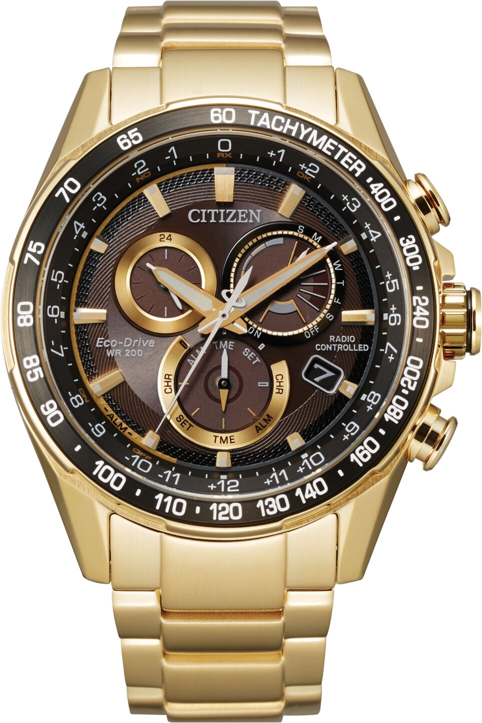 Citizen Eco-Drive Men's Chronograph Pcat Gold-Tone Stainless Steel Bracelet Watch 43mm - Gold