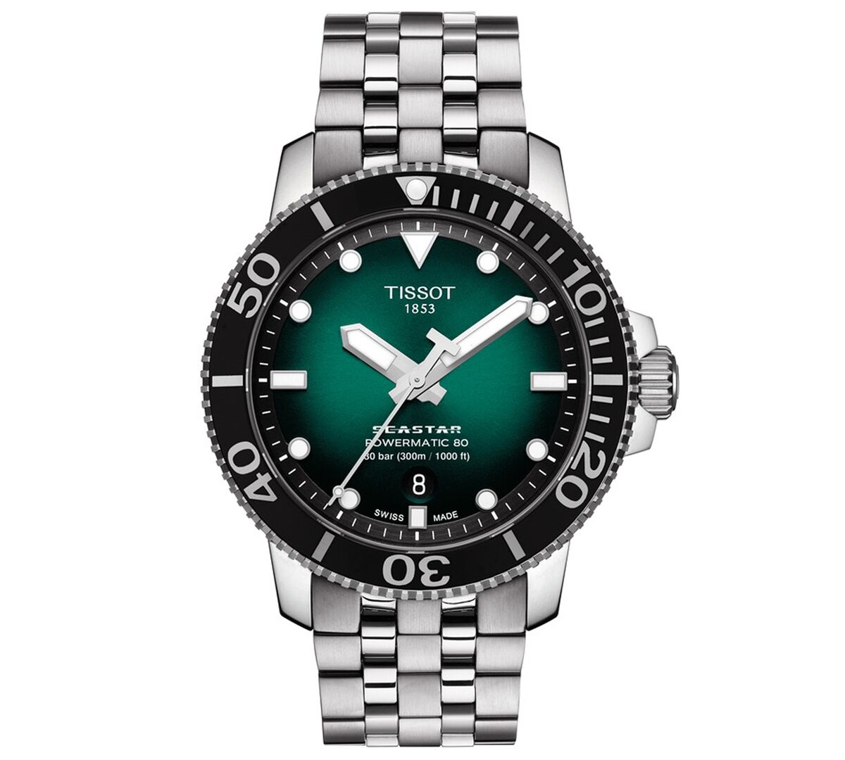 Tissot Men's Swiss Automatic Seastar 1000 Stainless Steel Bracelet Watch 43mm - Green Gradient