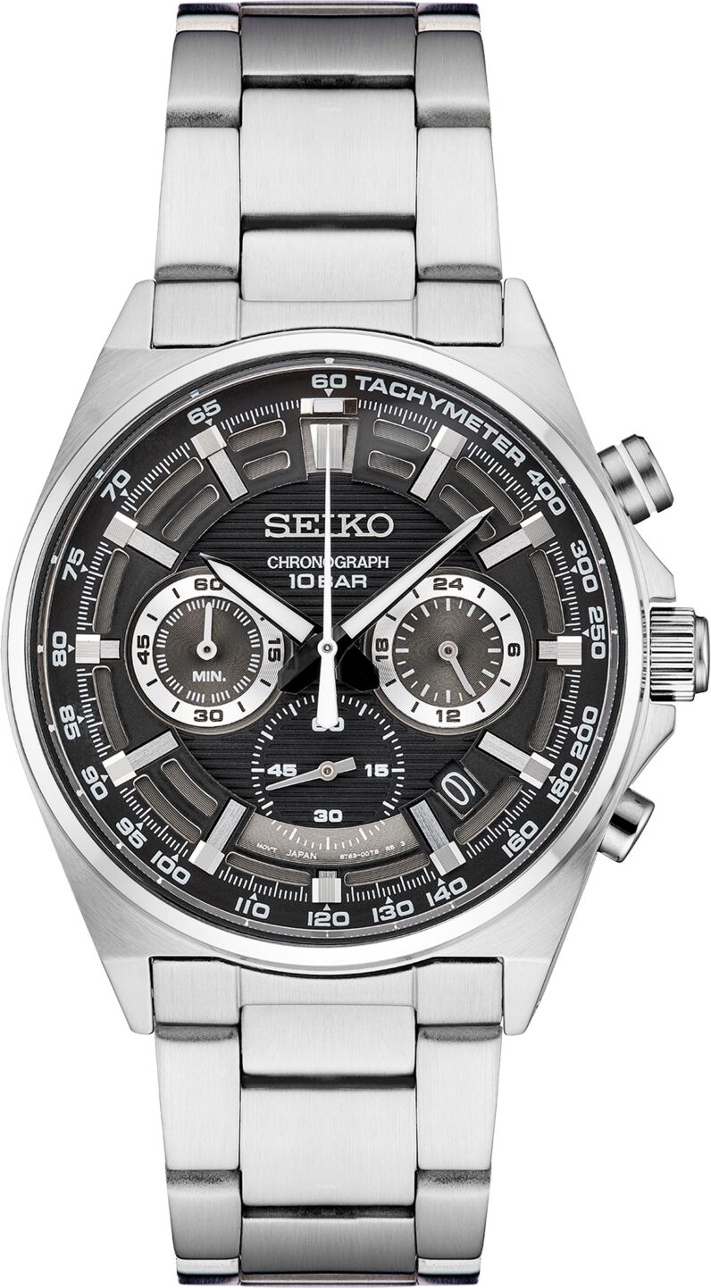 Seiko Men's Chronograph Essentials Stainless Steel Bracelet Watch 41mm - Black