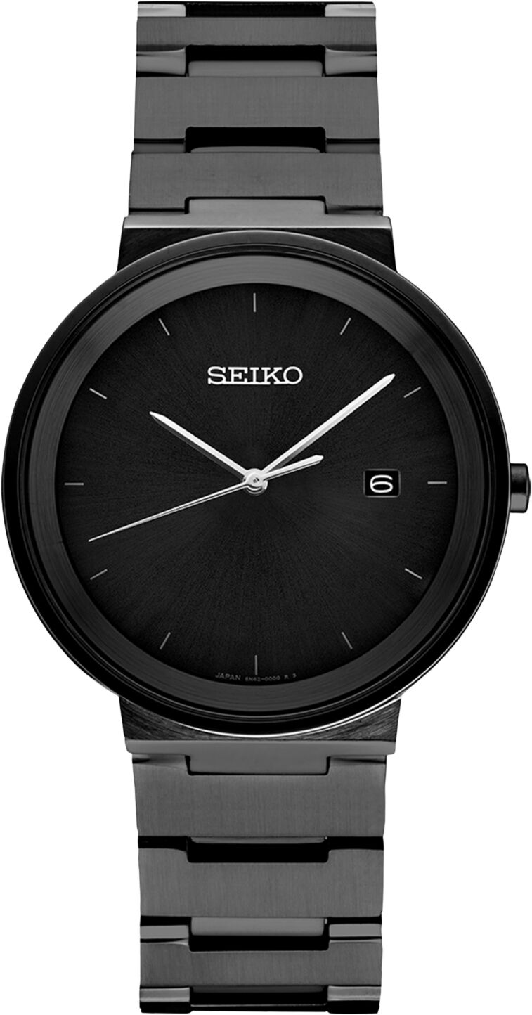 Seiko Men's Essentials Black Ion Finish Stainless Steel Bracelet Watch 41mm - Black