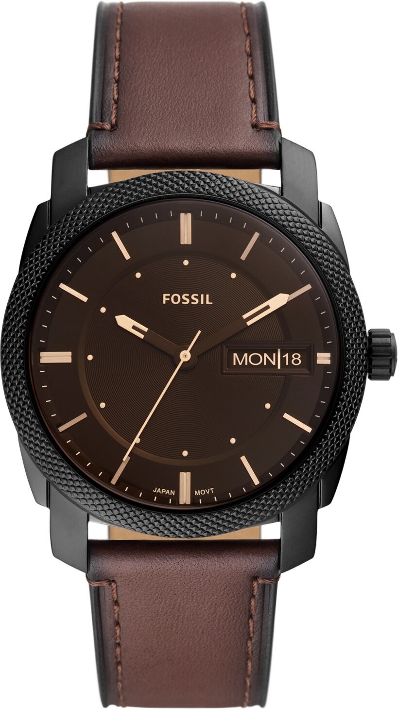 Fossil Men's Machine Brown Leather Strap Watch 42mm - Brown