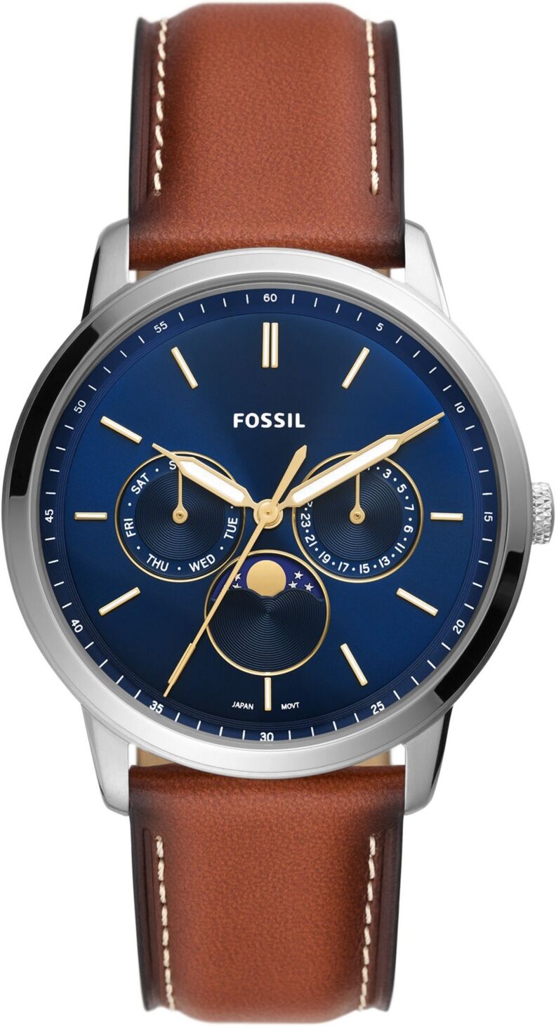 Fossil Men's Neutra Brown Leather Strap Watch 42mm - Blue