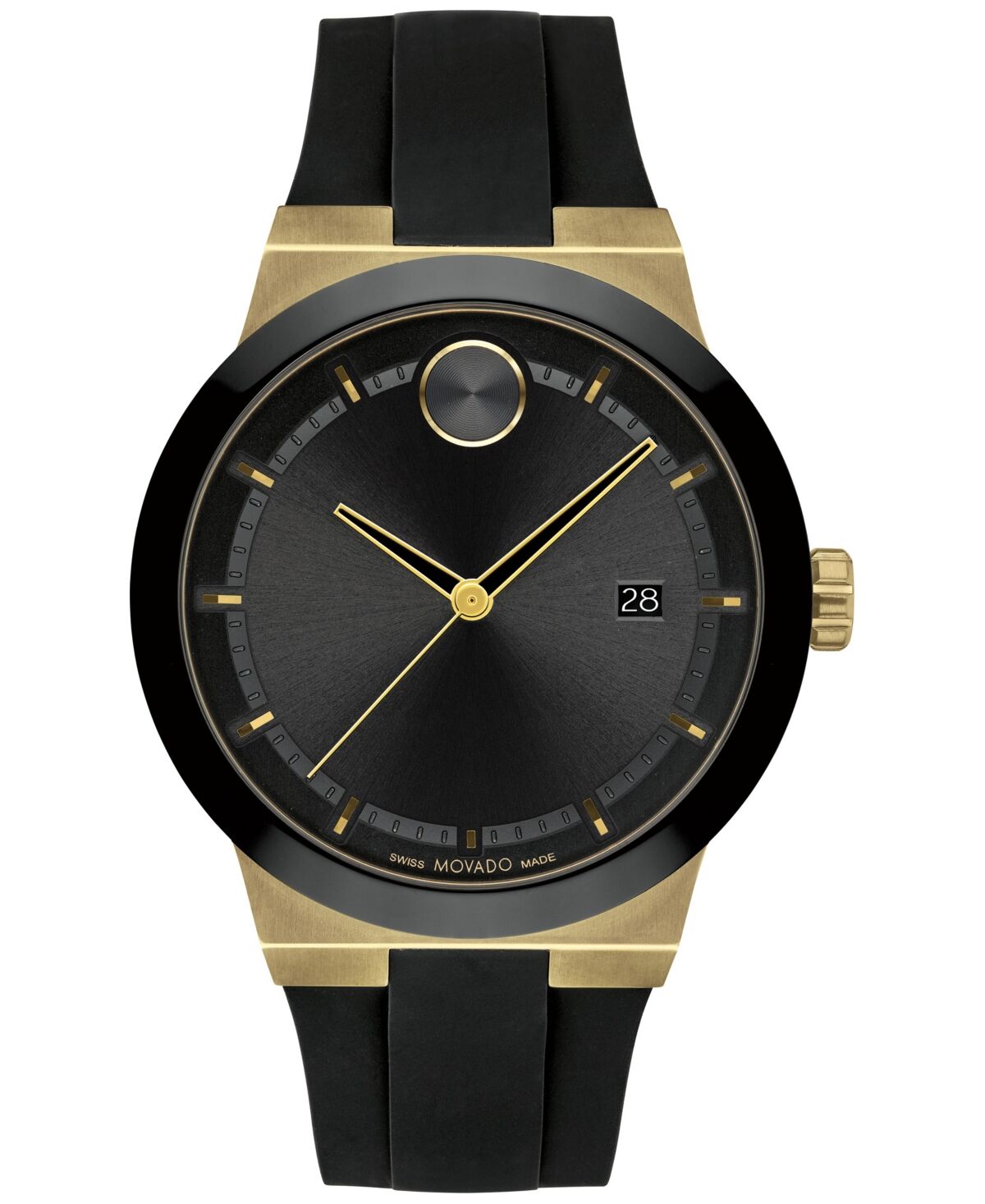 Movado Men's Swiss Bold Black Silicone Strap Watch 42mm - Black