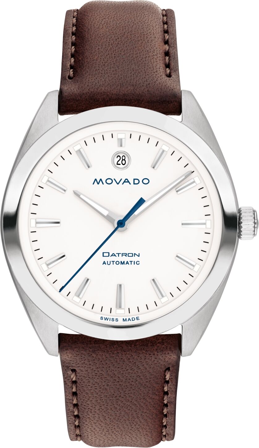 Movado Men's Heritage Datron Swiss Automatic Chocolate Genuine Leather Strap Watch 40mm - Brown