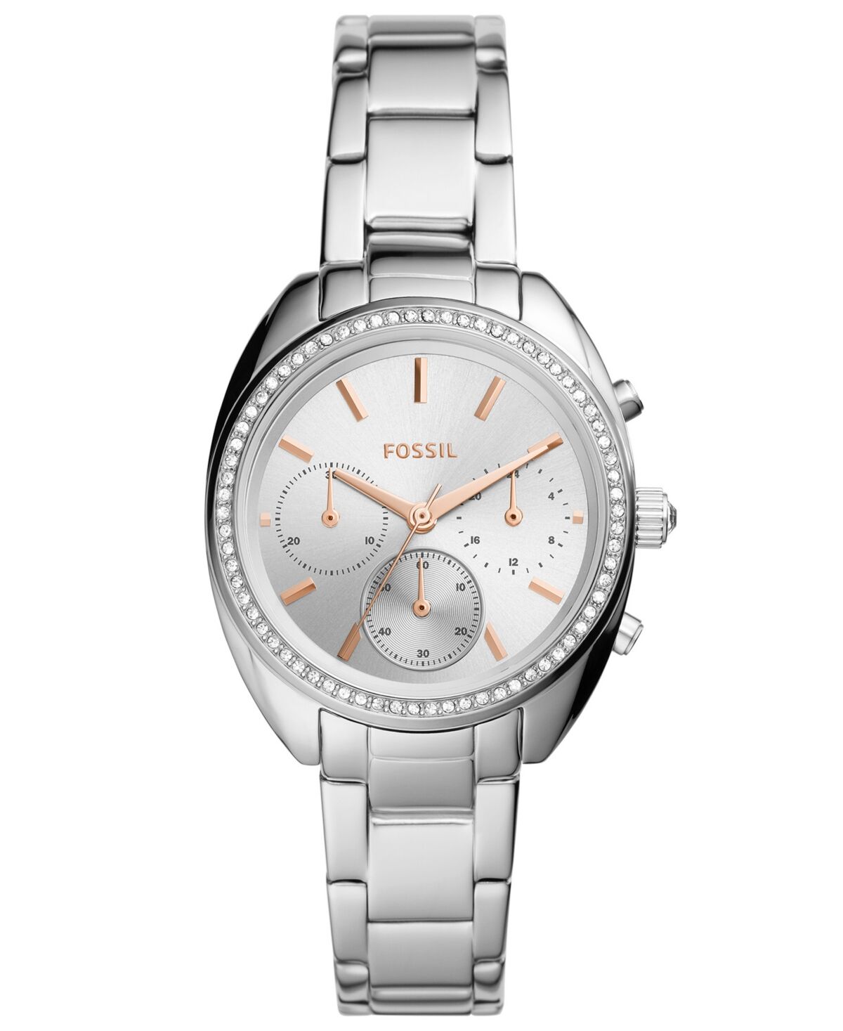 Fossil Ladies Vale Chronograph, stainless steel watch 34mm - Silver