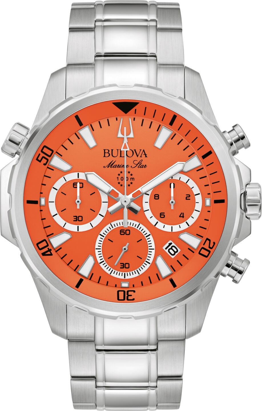 Bulova Men's Chronograph Marine Star Stainless Steel Bracelet Watch 44mm - Silver-tone