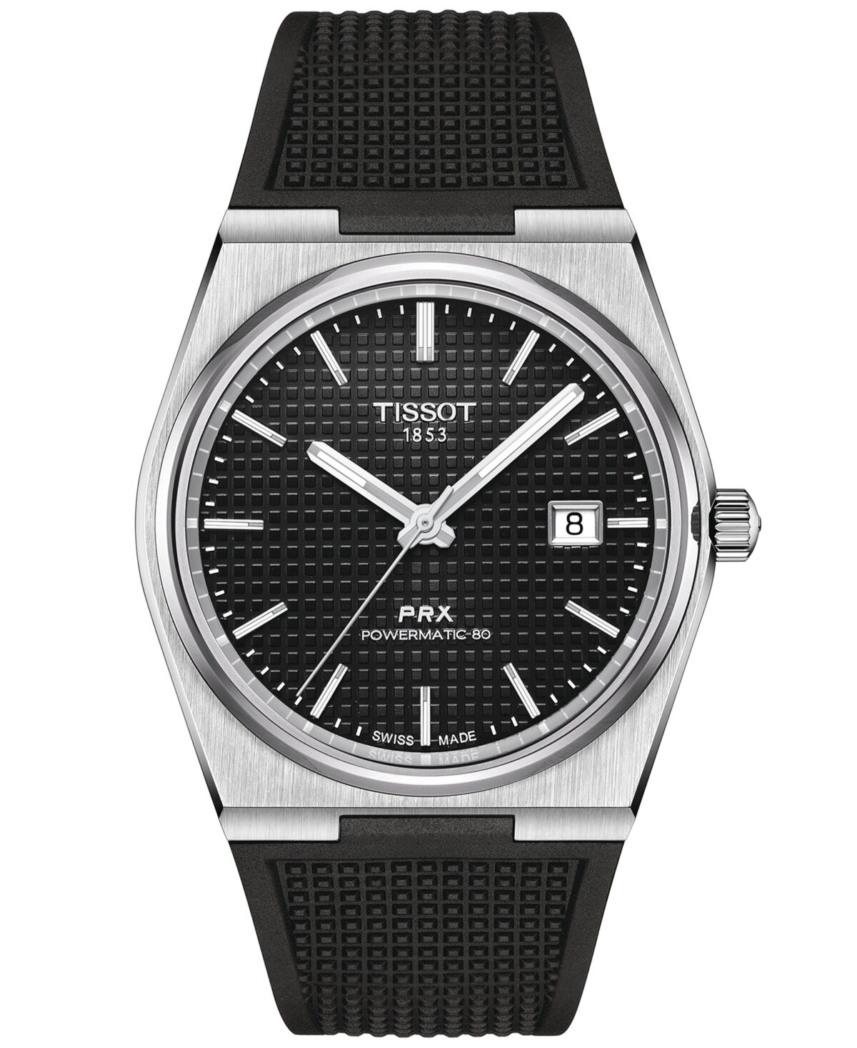 Tissot Men's Swiss Automatic Prx Black Rubber Strap Watch 40mm
