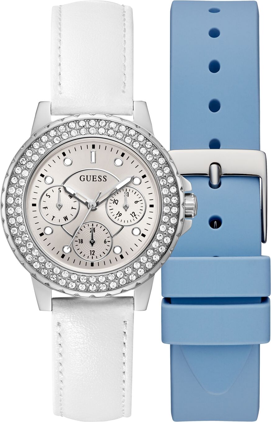 Guess Women's Multi-Function White Genuine Leather Watch 36mm Gift Set - White