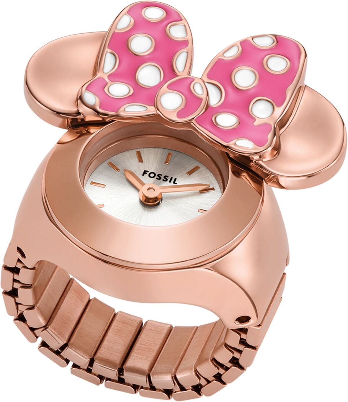 Fossil Women's Disney x Fossil Limited Edition Two-Hand Rose Gold-Tone Stainless Steel Watch Ring 16mm - Rose Gold-Tone