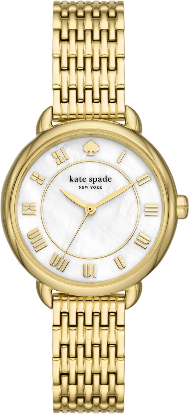 kate spade new york Women's Lily Avenue Three Hand Gold-Tone Stainless Steel Watch 34mm - Gold