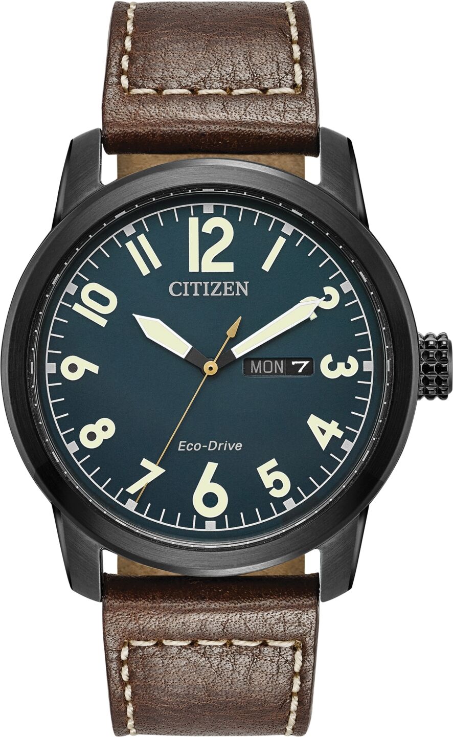 Citizen Men's Eco-Drive Military Brown Leather Strap Watch 42mm BM8478-01L