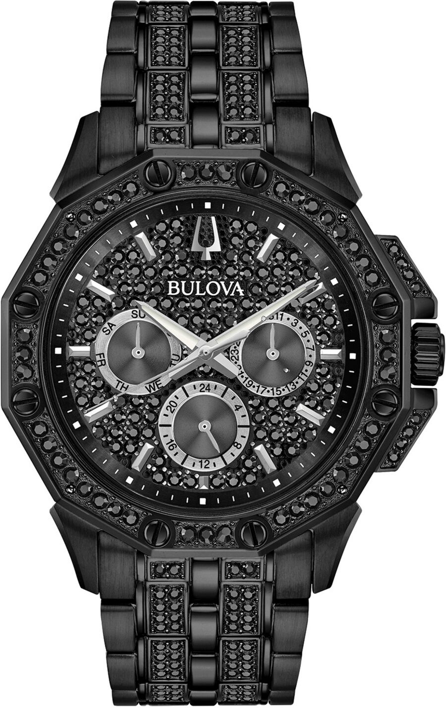 Bulova Men's Phantom Black Stainless Steel & Crystal-Accent Bracelet Watch 41.5mm - Black