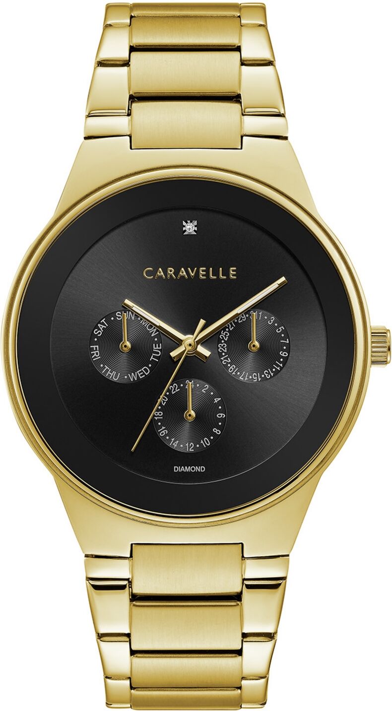 Caravelle Designed by Bulova Designed by Bulova Men's Diamond-Accent Gold-Tone Stainless Steel Bracelet Watch 40mm - Gold