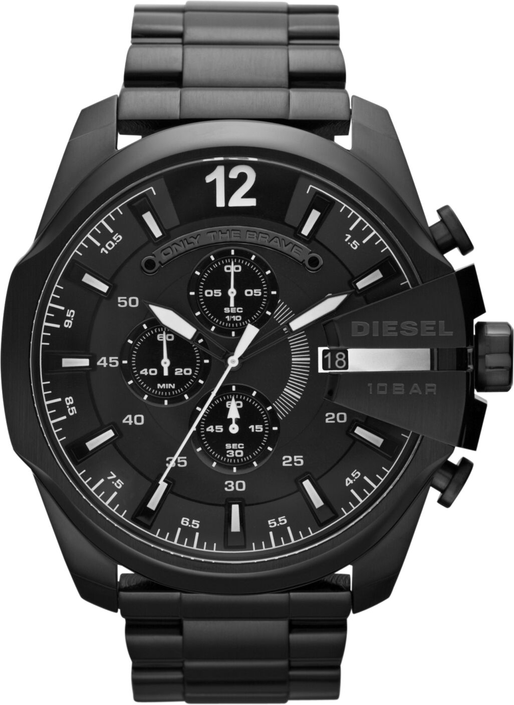 Diesel Men's Chronograph Black Ion-Plated Stainless Steel Bracelet Watch 51mm DZ4283 - Black