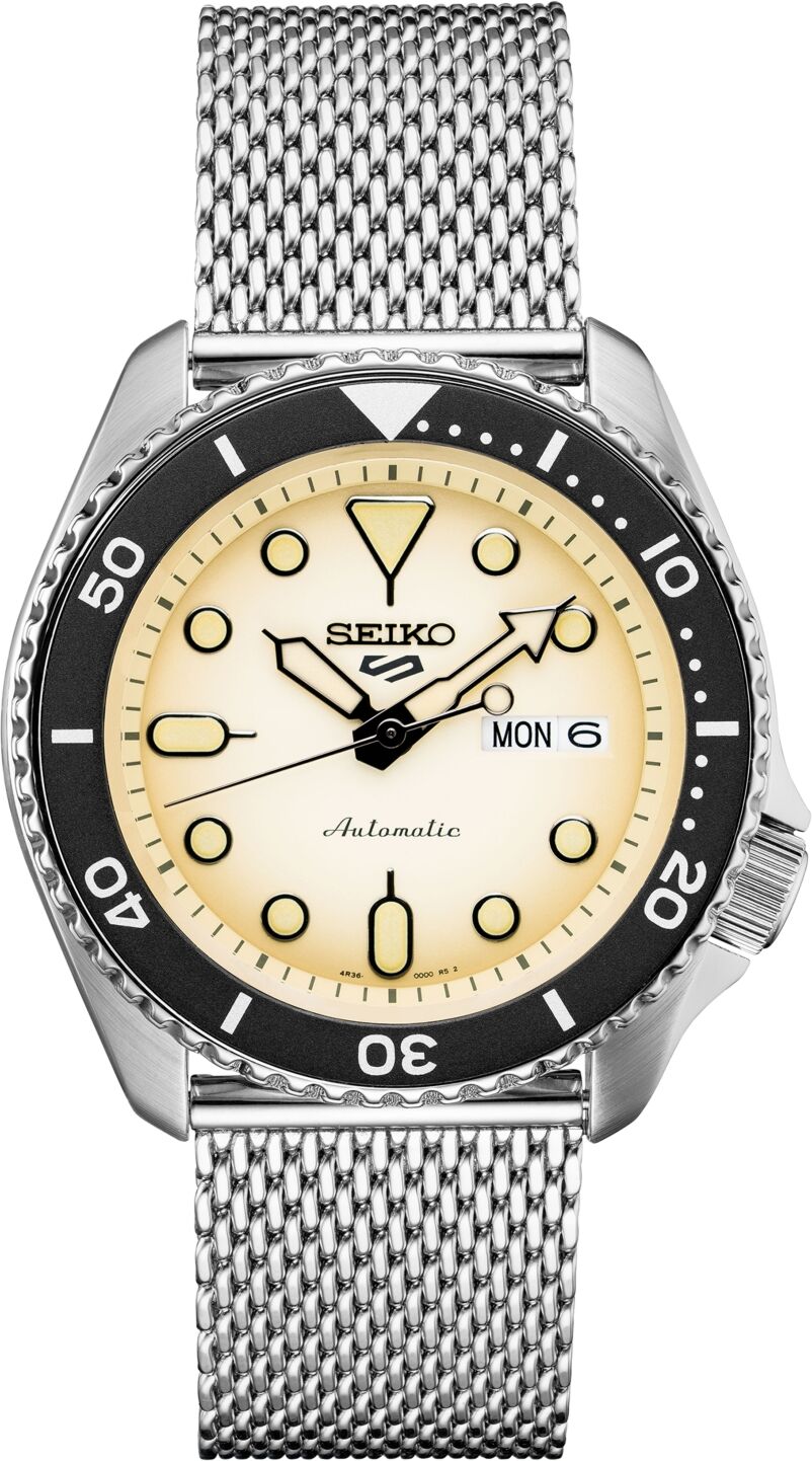 Seiko Men's Automatic 5 Sports Stainless Steel Mesh Bracelet Watch 42.5mm - Silver