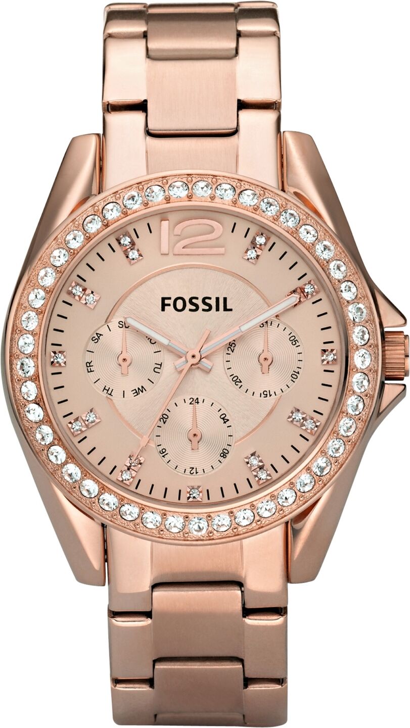 Fossil Women's Riley Rose Gold Plated Stainless Steel Bracelet Watch 38mm