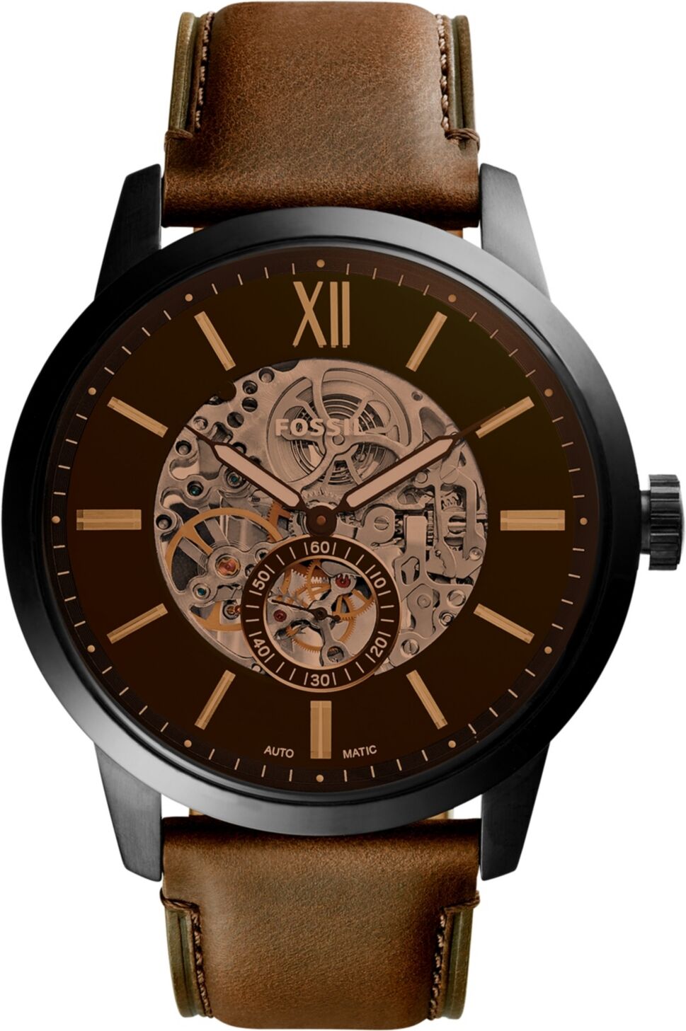 Fossil Men's Townsman Brown Leather Strap Watch 48mm - Brown