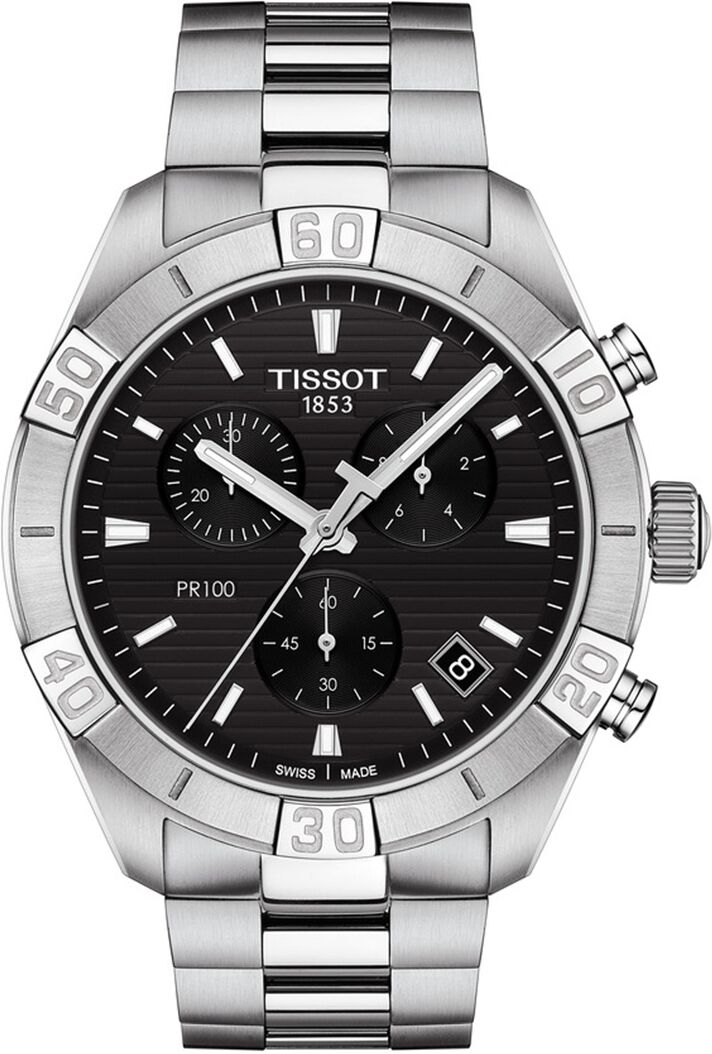 Tissot Men's Swiss Chronograph Pr 100 Sport Stainless Steel Bracelet Watch 44mm - Black