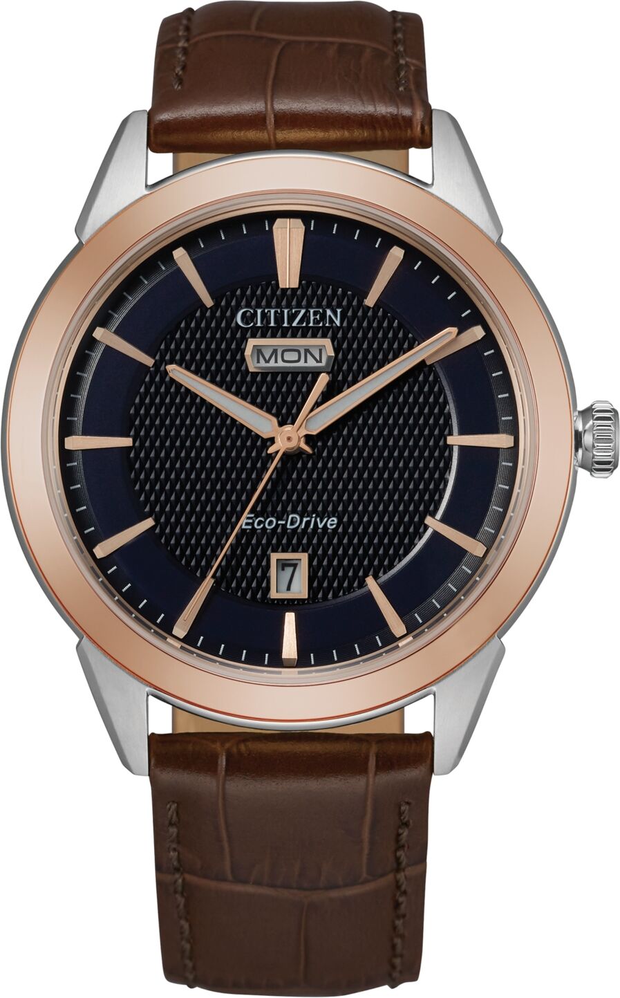 Citizen Eco-Drive Men's Corso Brown Leather Strap Watch 40mm - Rose Gold