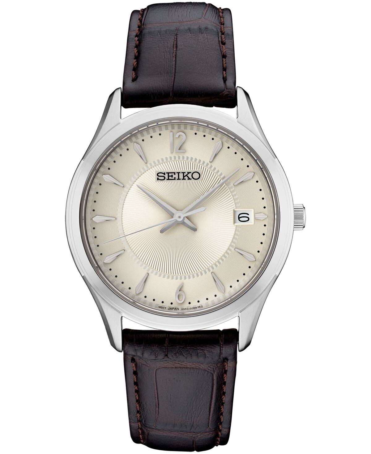 Seiko Women's Essential Brown Leather Strap Watch 30mm - Blush/cream