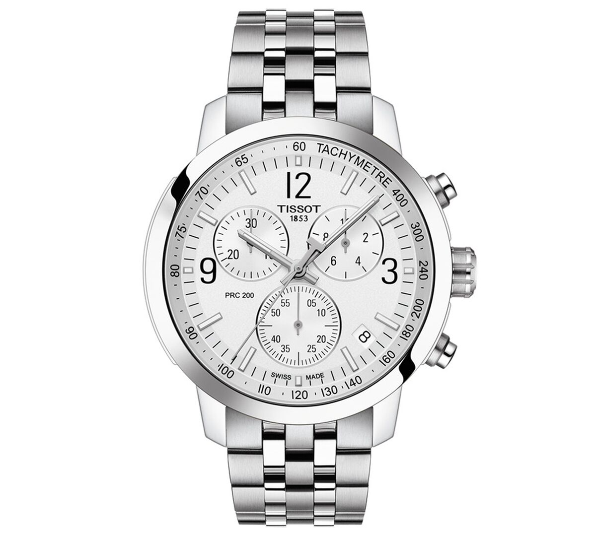 Tissot Men's Swiss Chronograph Prc 200 Stainless Steel Bracelet Watch 43mm - Silver