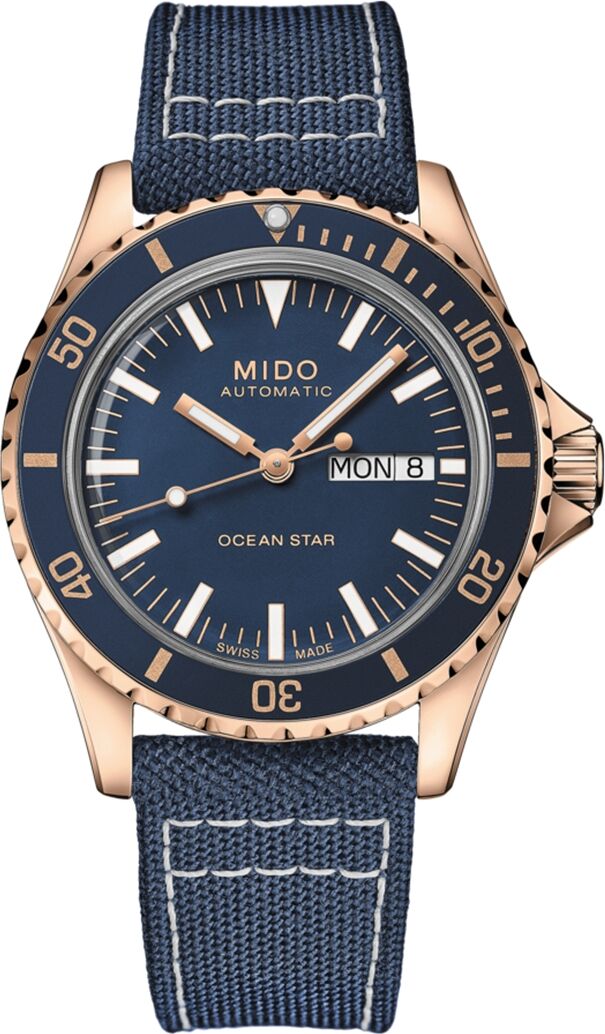 Mido Men's Swiss Automatic Ocean Star Tribute Blue Fabric Strap Watch 41mm - Blue