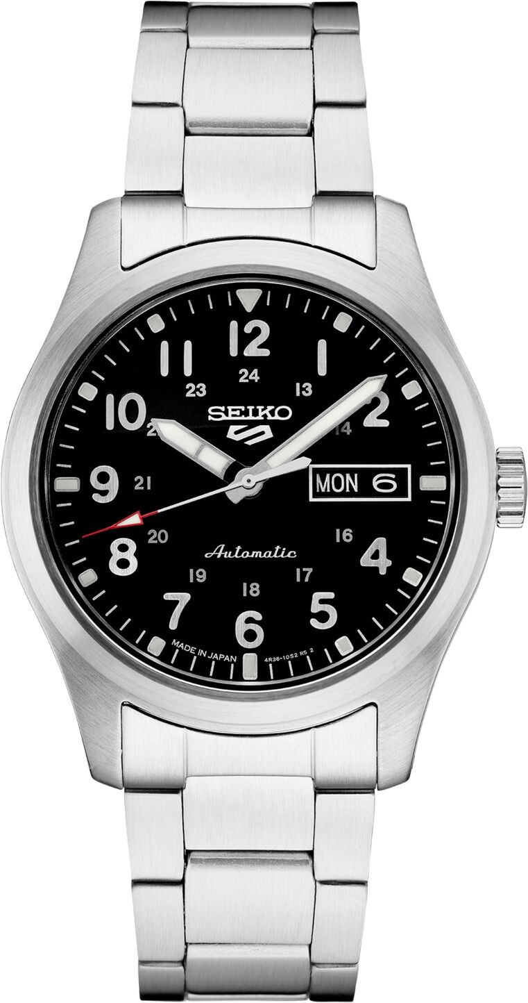 Seiko Men's Automatic 5 Sports Stainless Steel Bracelet Watch 43mm - Black