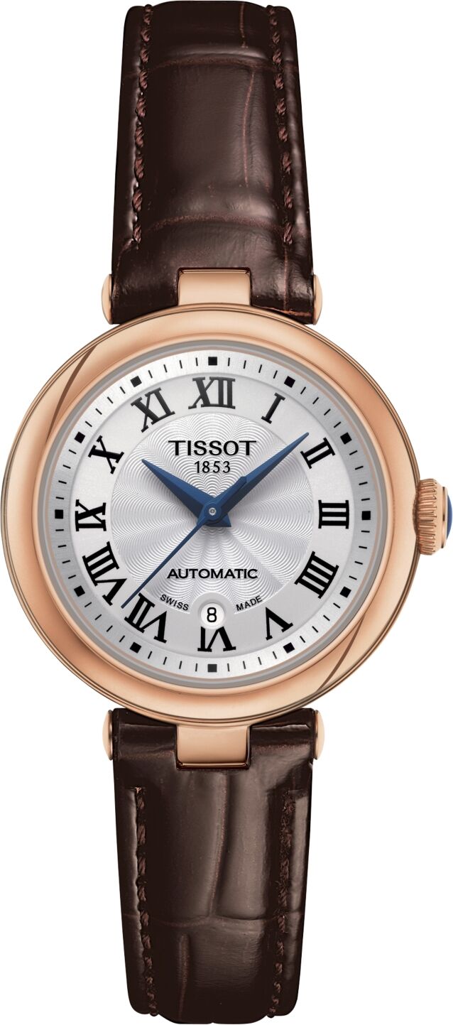 Tissot Women's Bellissima Pvd Brown Leather Strap Watch 29mm - White