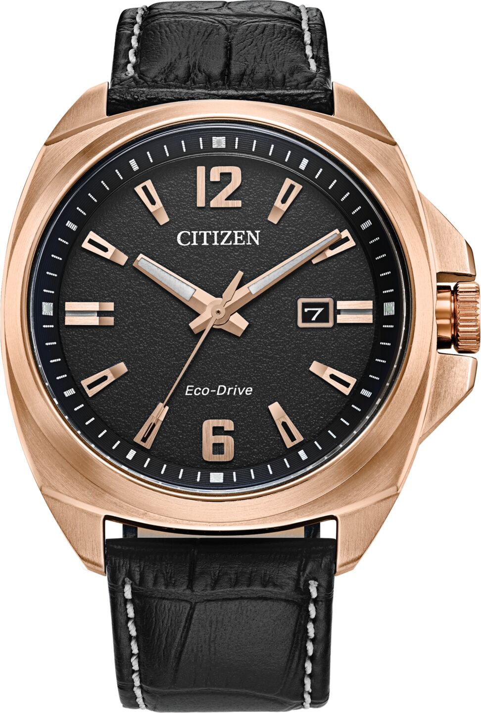 Citizen Eco-Drive Men's Sport Luxury Black Leather Strap Watch 42mm - Black