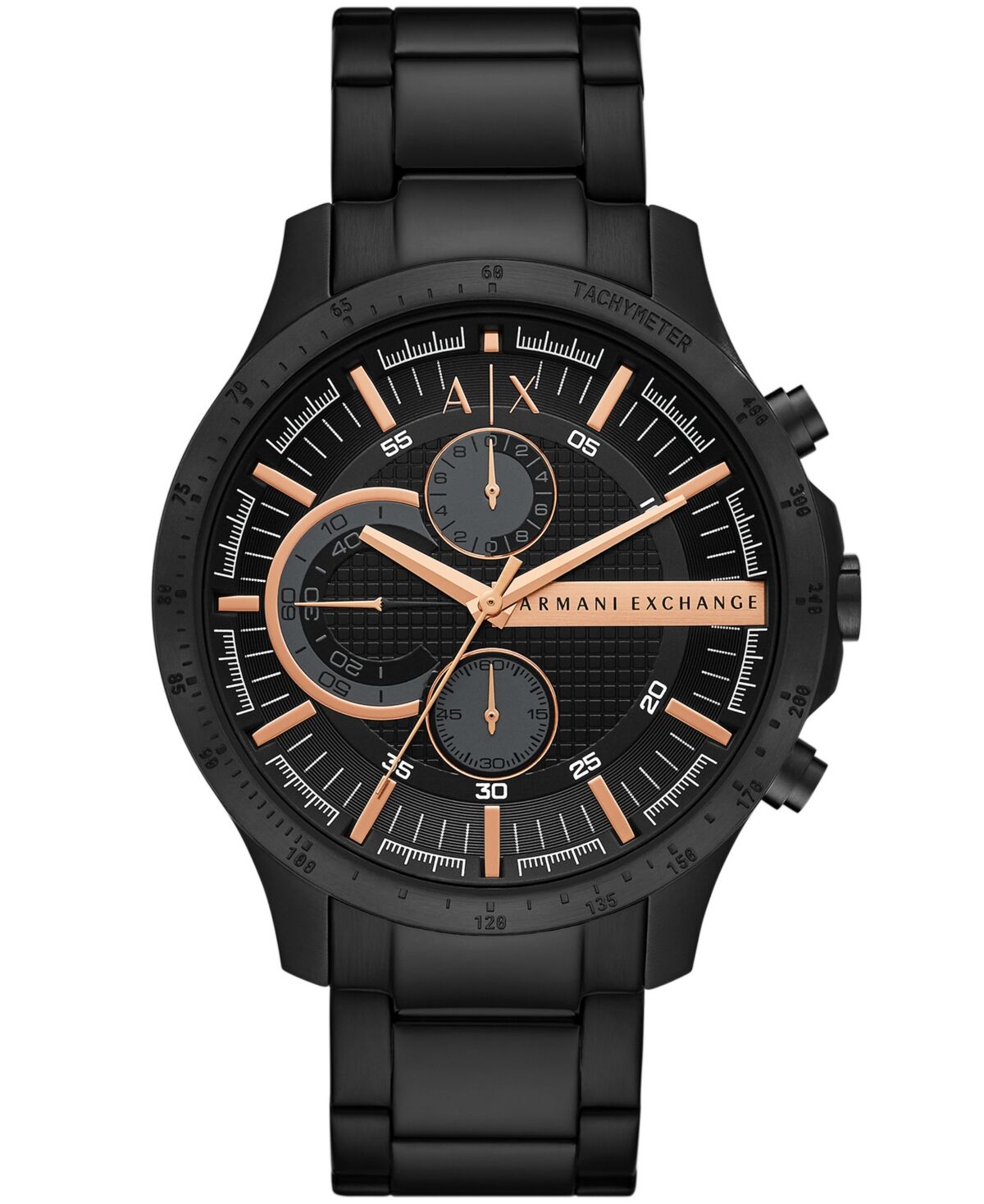A|x Armani Exchange Men's Chronograph in Black Plated Stainless Steel Bracelet Watch 46mm - Black