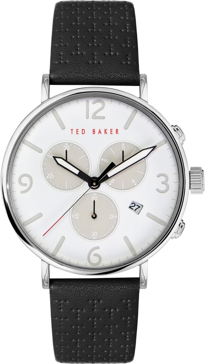 Ted Baker Men's Barnett Backlight Black Leather Strap Watch 41mm - Black