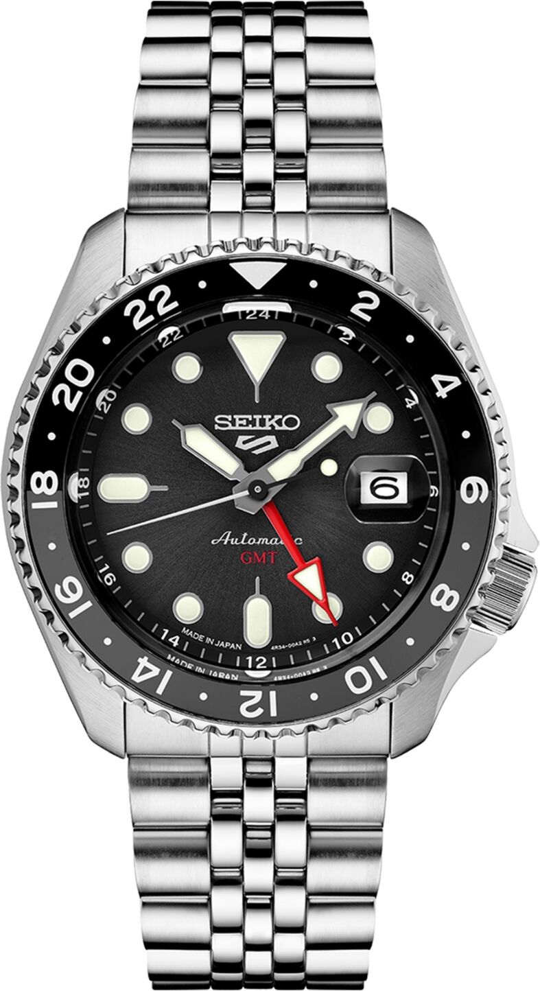 Seiko Men's Automatic 5 Sports Stainless Steel Bracelet Watch 43mm - Black