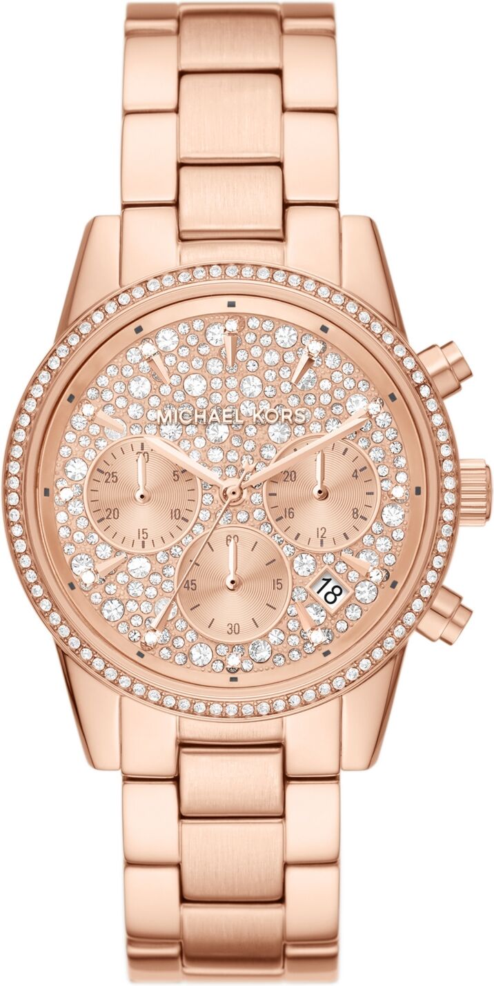 Michael Kors Women's Ritz Chronograph Rose Gold-Tone Stainless Steel Bracelet Watch 37mm - Rose Gold-Tone