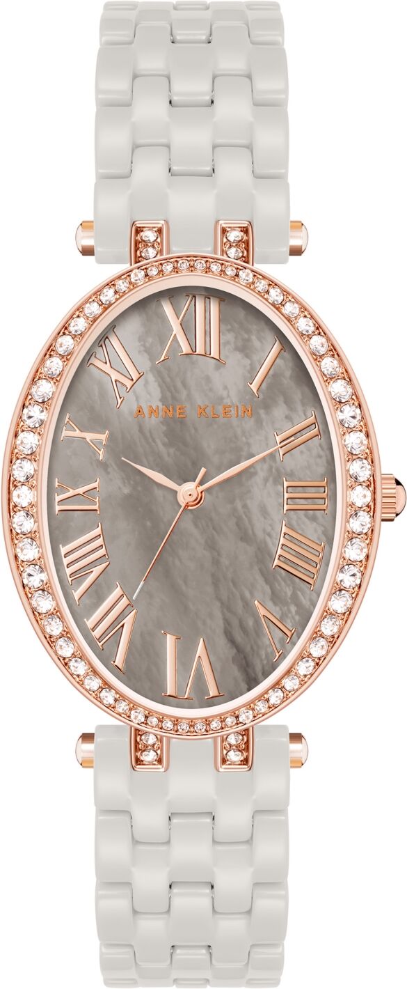 Anne Klein Women's Three-Hand Quartz Taupe Ceramic Bracelet Watch, 27mm - Rose Gold-Tone, Taupe