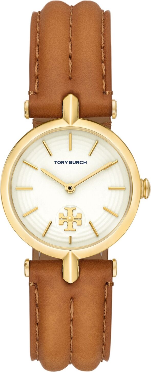 Tory Burch Women's Kira Luggage Leather Strap Watch 30mm - Brown