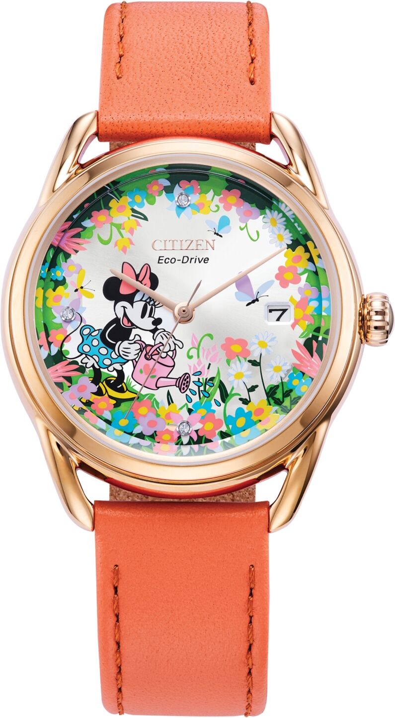 Citizen Eco-Drive Women's Disney Minnie Mouse Diamond Accent Pink Leather Strap Watch 36mm - Pink