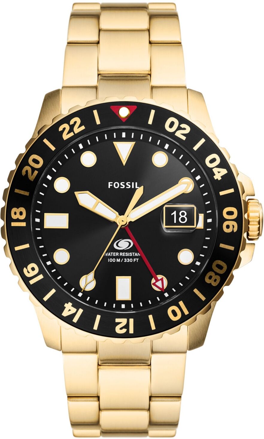 Fossil Men's Fossil Blue Gmt Gold Tone Stainless Steel Watch, 46mm - Gold Tone