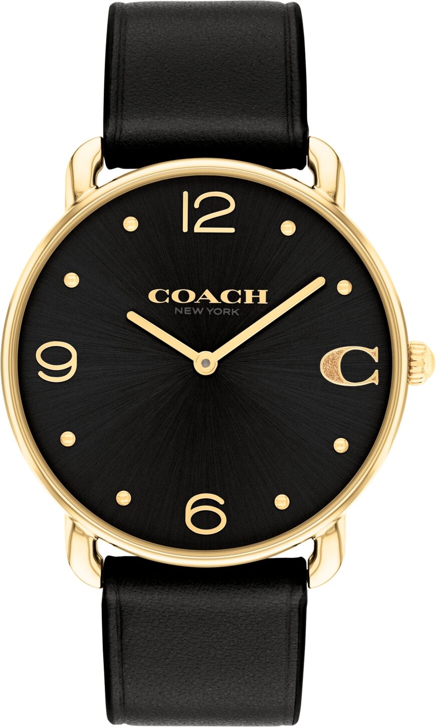 Coach Unisex Elliot Black Leather Strap Watch, 36mm - Black