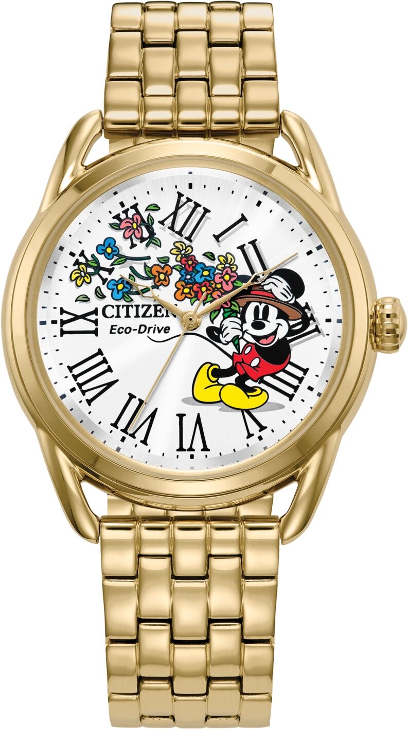 Citizen Eco-Drive Women's Mickey Mouse Gold-Tone Stainless Steel Bracelet Watch 36mm - Gold-tone