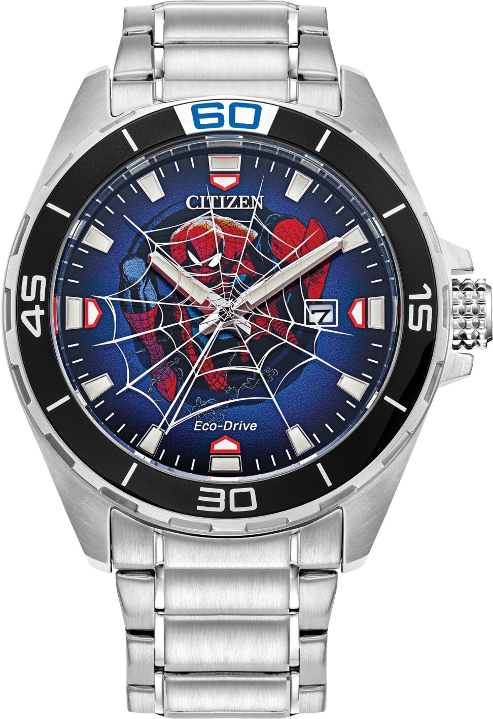 Citizen Eco-Drive Men's Marvel Spider-Man Stainless Steel Bracelet Watch 44mm - Silver-tone