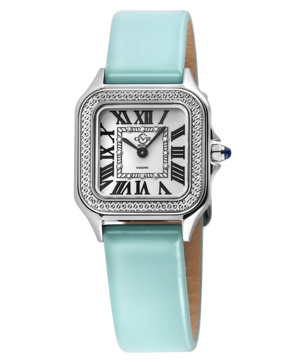 GV2 by Gevril Women's Milan Exquisite Turquoise Leather Watch 27.5mm - Silver