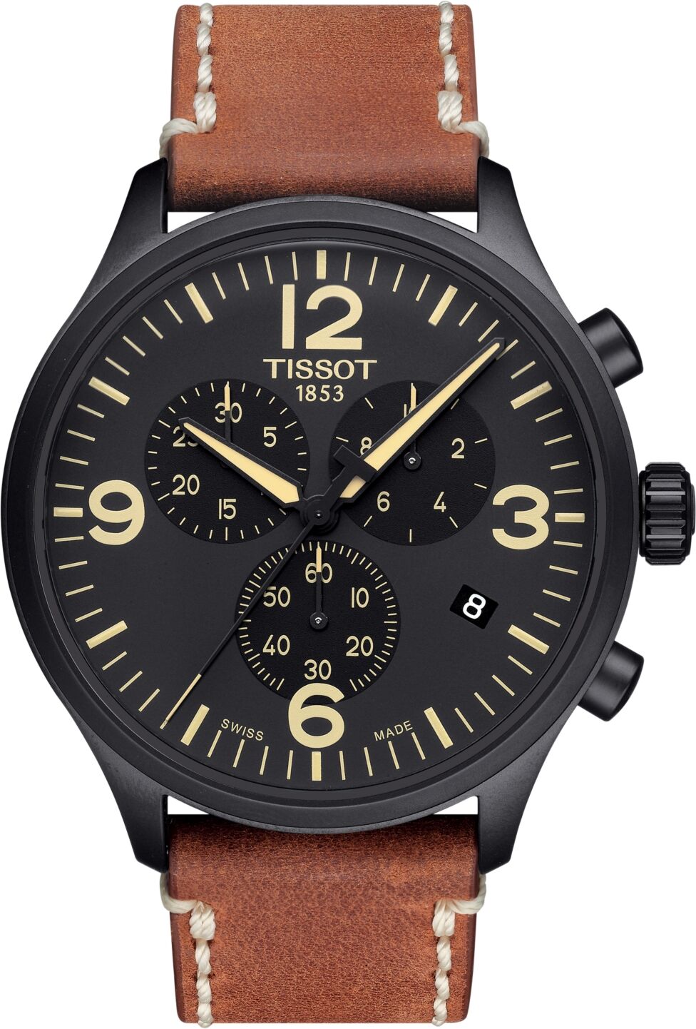 Tissot Men's Swiss Chrono Xl Brown Leather Strap Watch 45mm - Brown