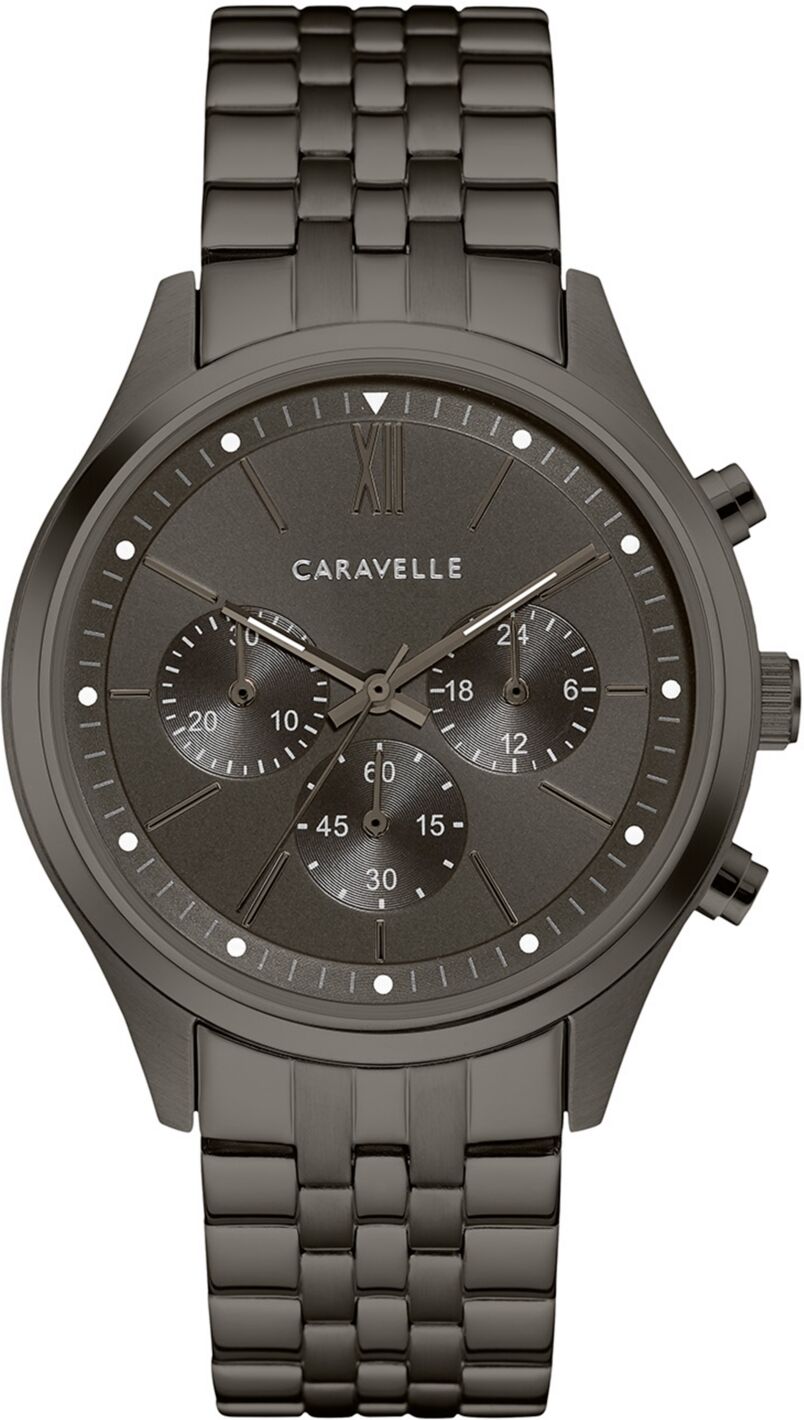 Caravelle Designed by Bulova Men's Chronograph Gunmetal Stainless Steel Bracelet Watch 41mm