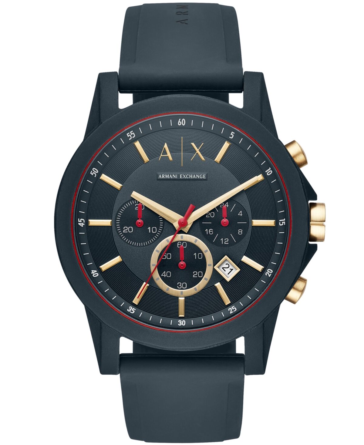 A|x Armani Exchange A X Armani Exchange Men's Chronograph Blue Silicone Strap Watch 47mm