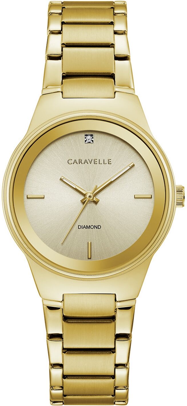 Caravelle Designed by Bulova Women's Diamond-Accent Gold-Tone Stainless Steel Bracelet Watch 30mm - Gold